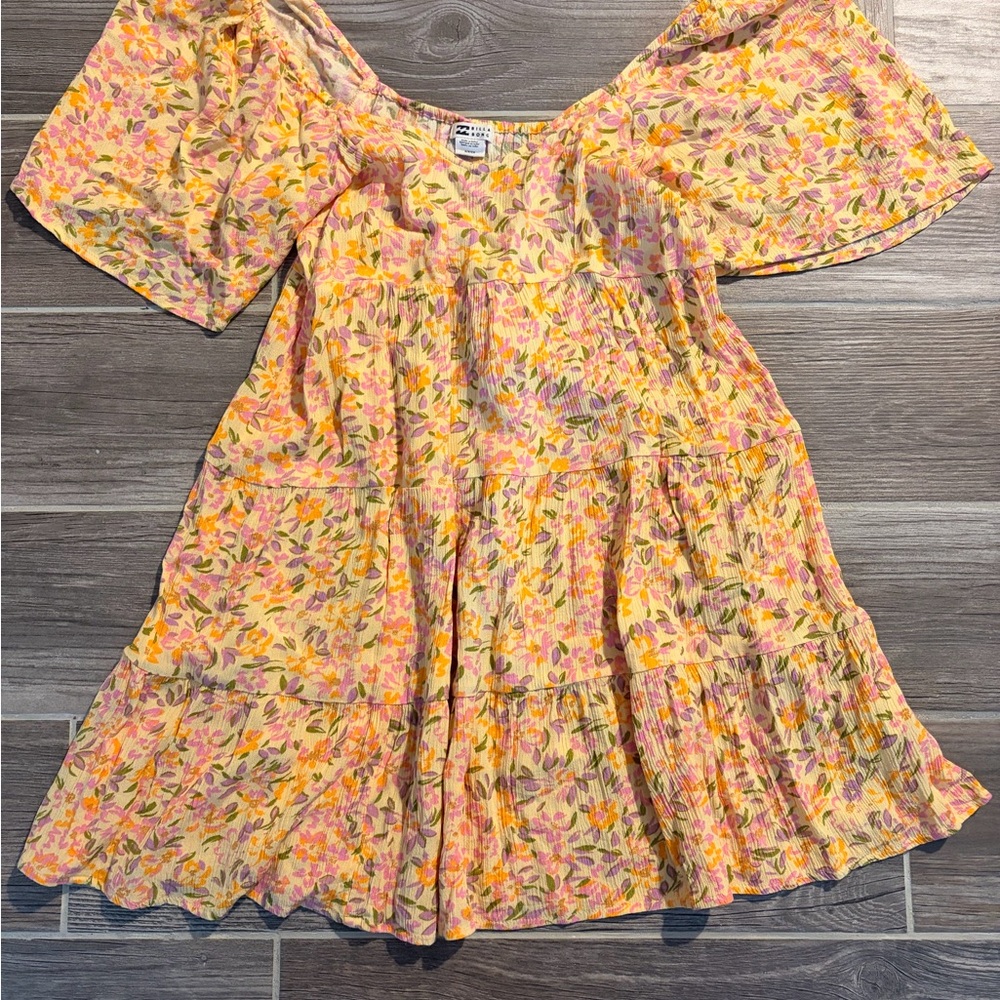 Billabong Women's Floral Dress in Pink and Yellow